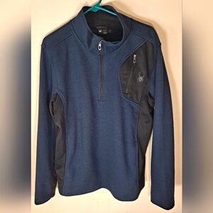 Spyder navy blue half zip fleece lined sweatshirt, mens L